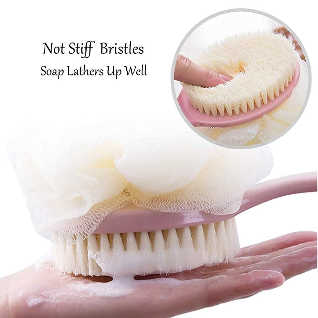 Zone 2 IN 1 loofah with handle, Bath Brush, back scrubber