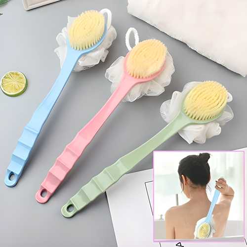 Zone 2 IN 1 loofah with handle, Bath Brush, back scrubber